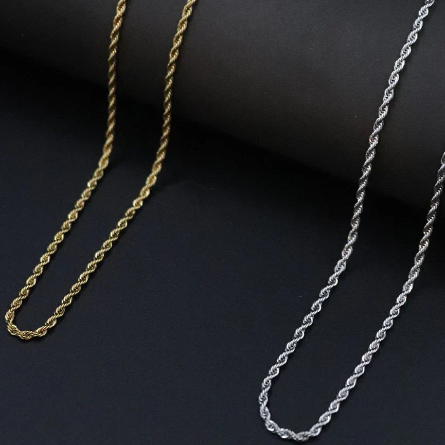 Premium Silver and Golden Rope Chain Necklace for Men & Women