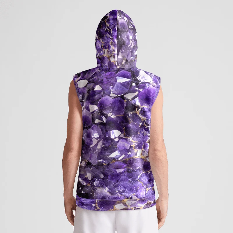 Amethyst Aura Mens Sleeveless Pullover Hoodie