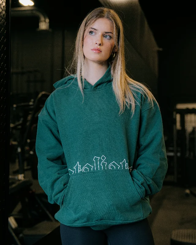 Engraved Pouch Hoodie Emerald & White | IN STOCK