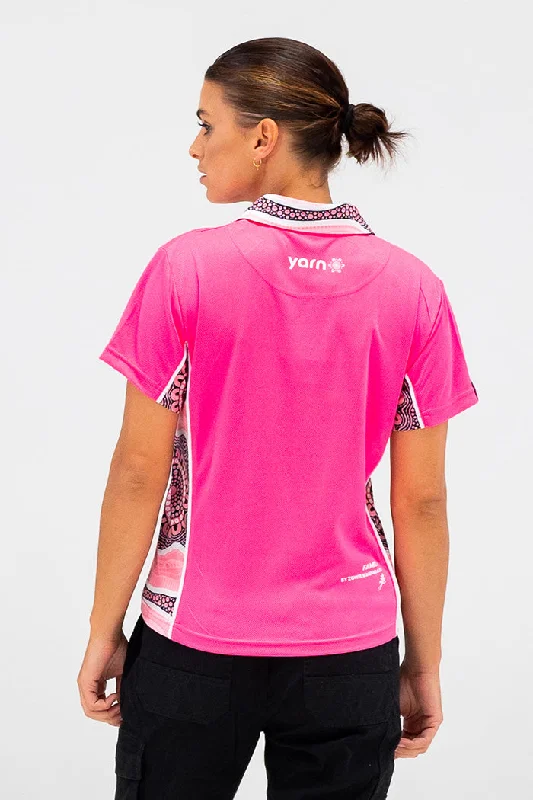 Boobie Sista High Vis Fluoro Pink Women's Fitted Polo Shirt