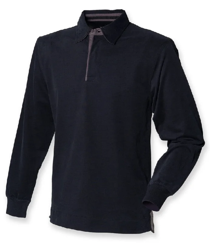 Brushed Long Sleeve Rugby Shirt | BLACK