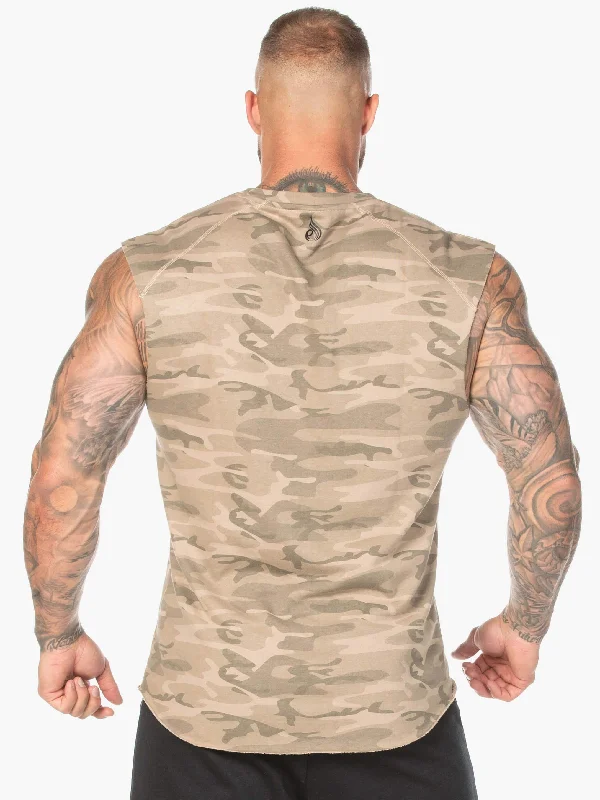 Camo Fleece Tank - Tan Camo