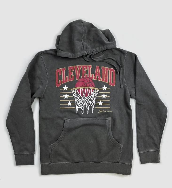 Charcoal Cleveland Basketball Vintage Hooded Sweatshirt