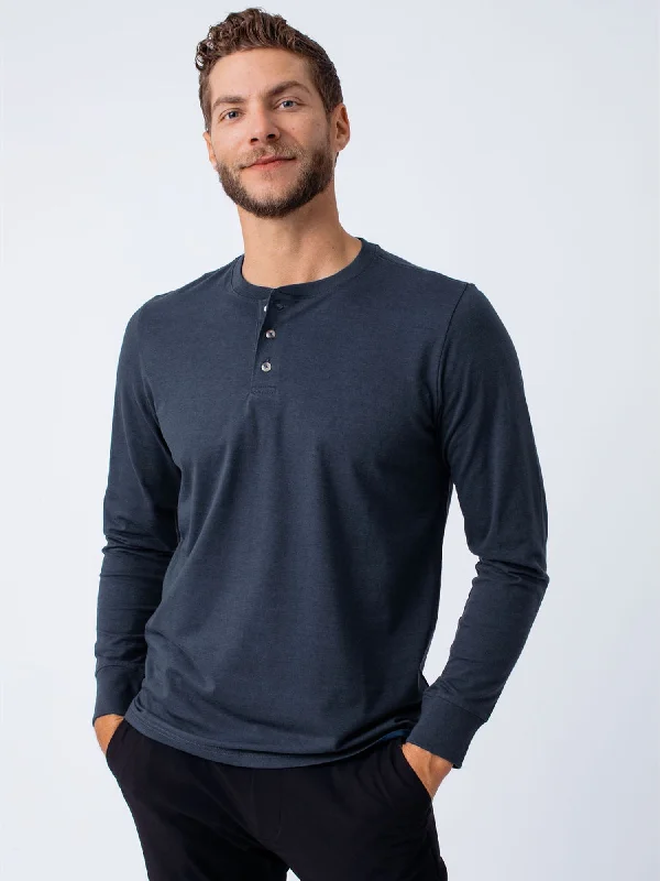 Indigo Blue Long Sleeve Henley