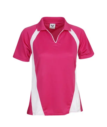 P48  Ladies 2 Tone Mini-Waffle Polo Shirt