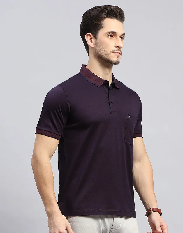 Men Maroon Solid Polo Collar Half Sleeve T-Shirt