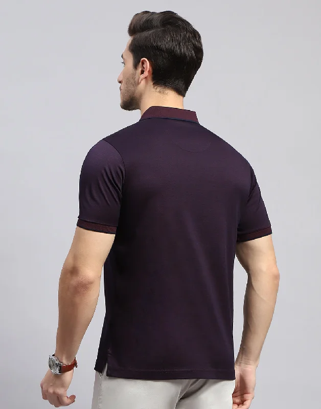 Men Maroon Solid Polo Collar Half Sleeve T-Shirt