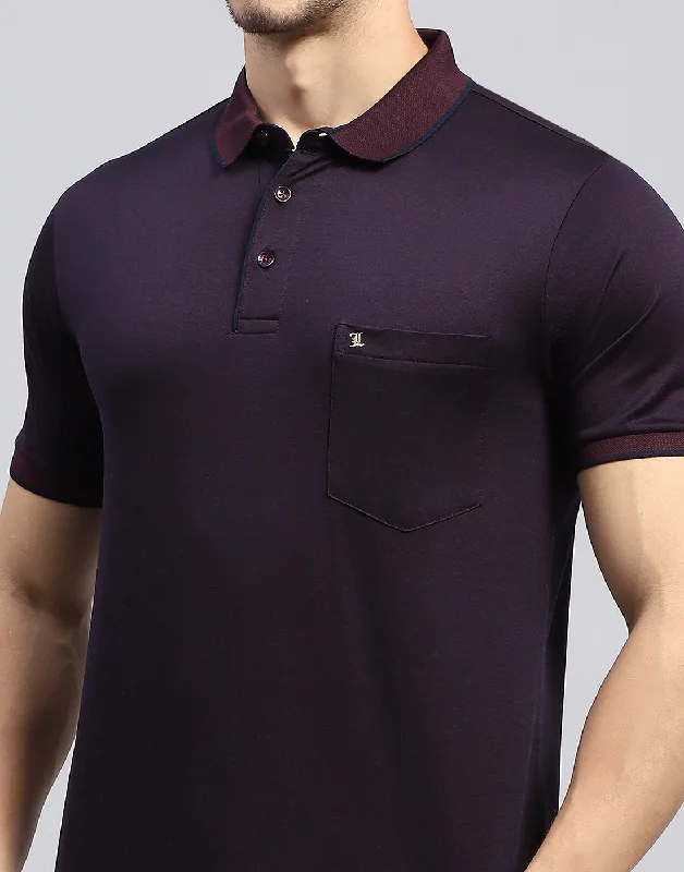 Men Maroon Solid Polo Collar Half Sleeve T-Shirt