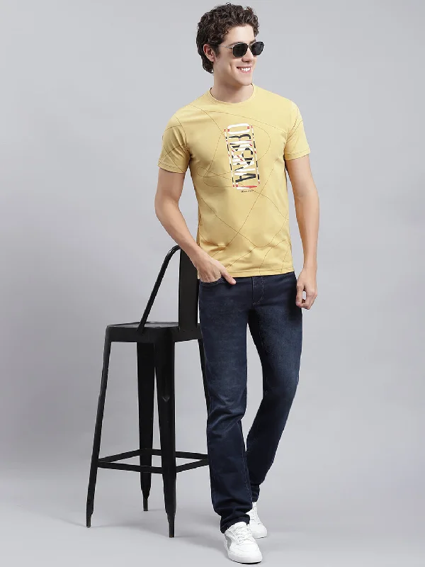 Men Yellow Printed T-Shirt