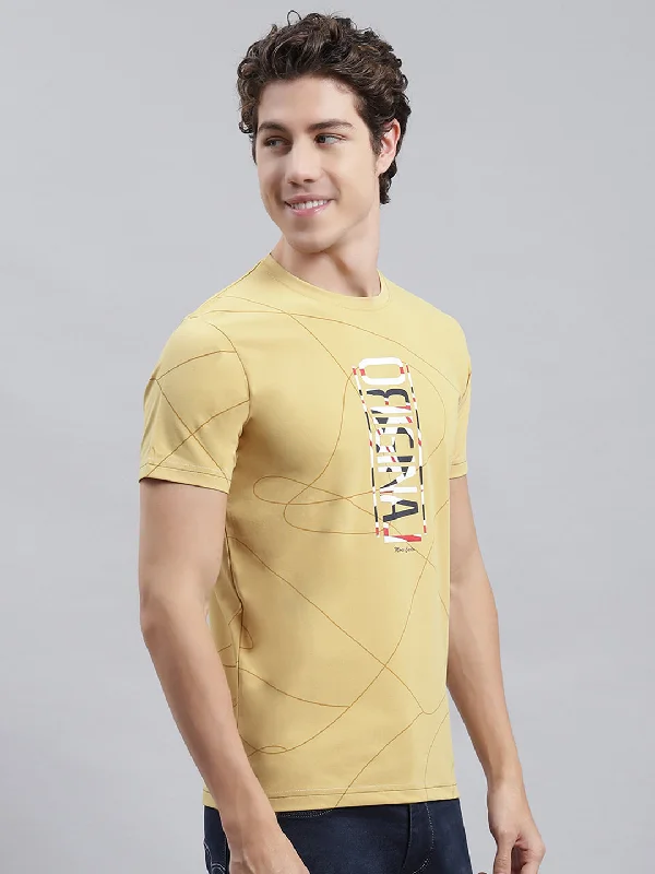 Men Yellow Printed T-Shirt