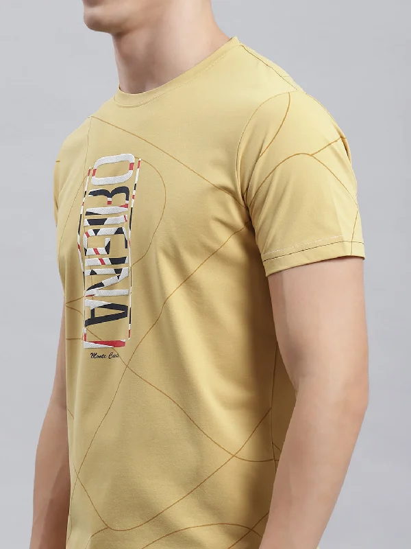 Men Yellow Printed T-Shirt