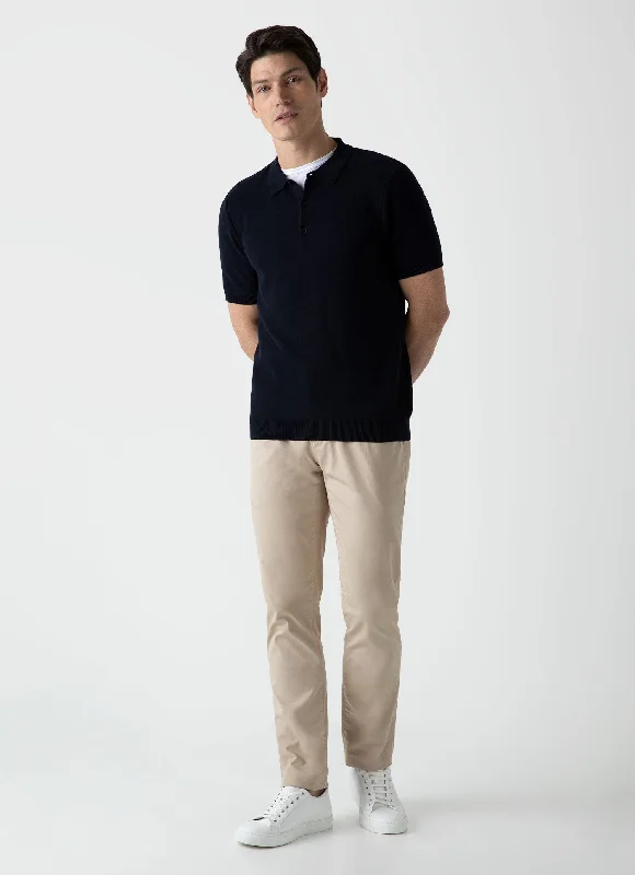 Men's Knit Polo Shirt in Navy