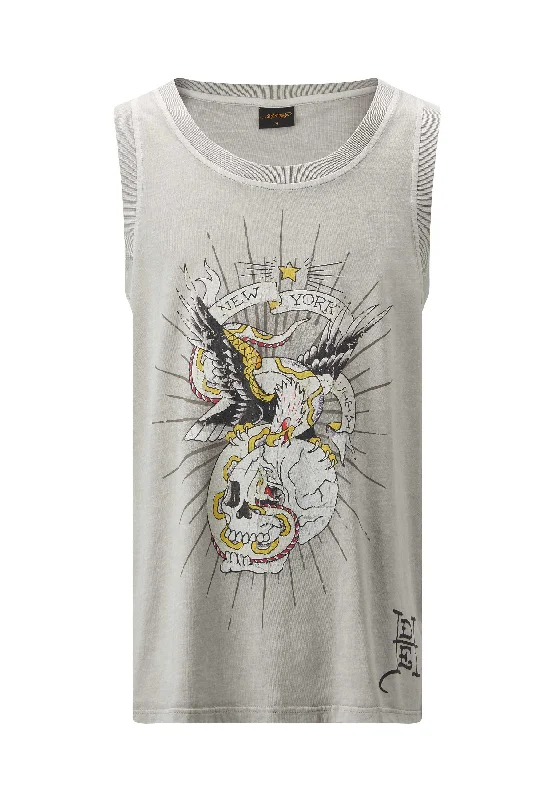 Mens Eagle & Snake Battle Tank Top Vest - Grey