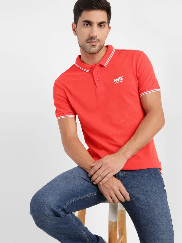 Men's Solid Polo T-shirt Red