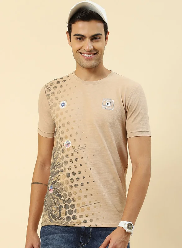 Men Beige Printed T-Shirt