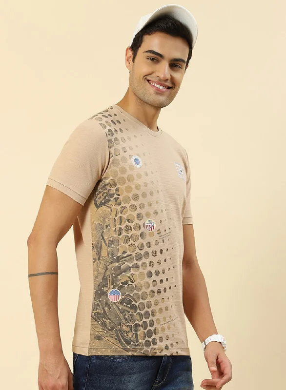 Men Beige Printed T-Shirt