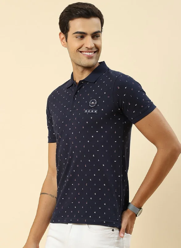 Men Blue Printed T-Shirt