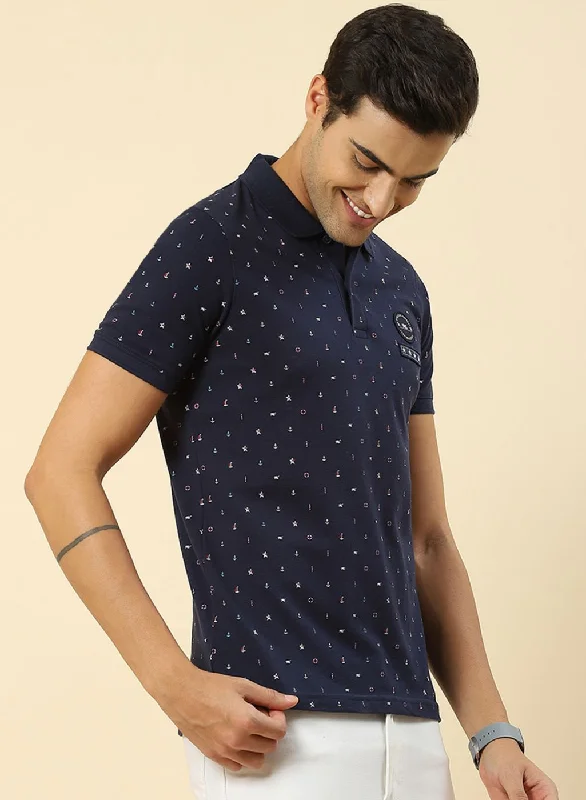 Men Blue Printed T-Shirt