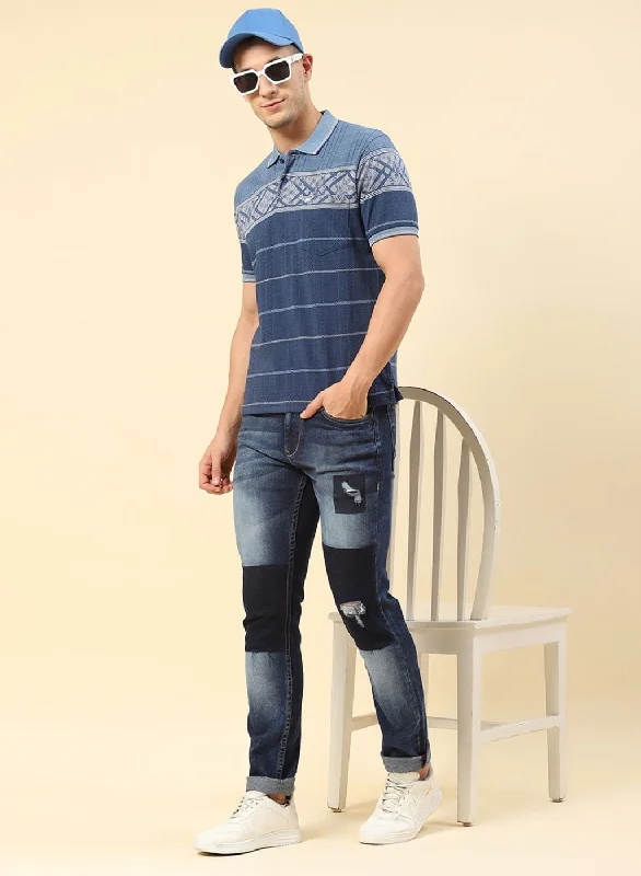 Men Denim Printed T-Shirt