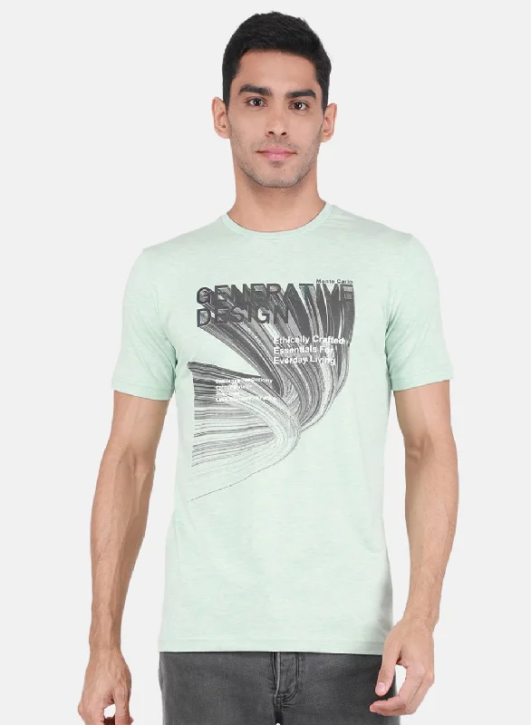 Men Green Printed T-Shirt