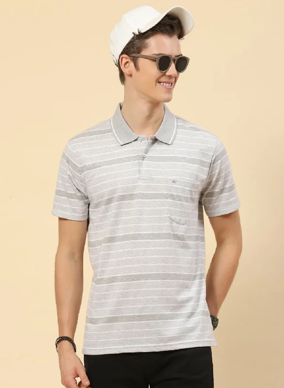 Men Grey Stripe T-Shirt