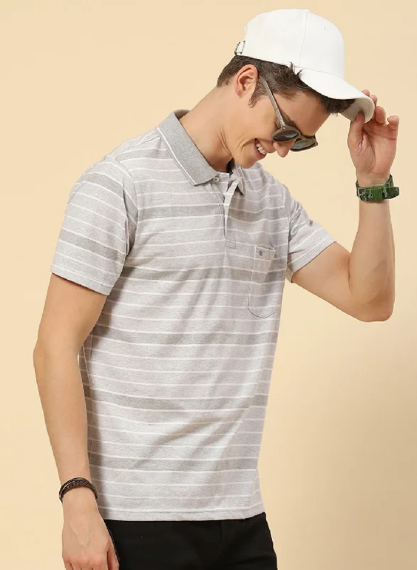 Men Grey Stripe T-Shirt