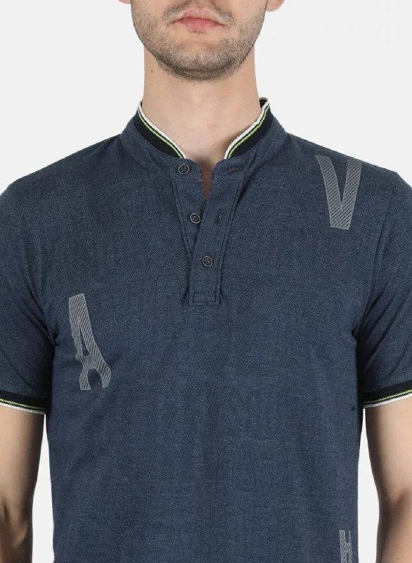 Men NAvy Blue Printed T-Shirt