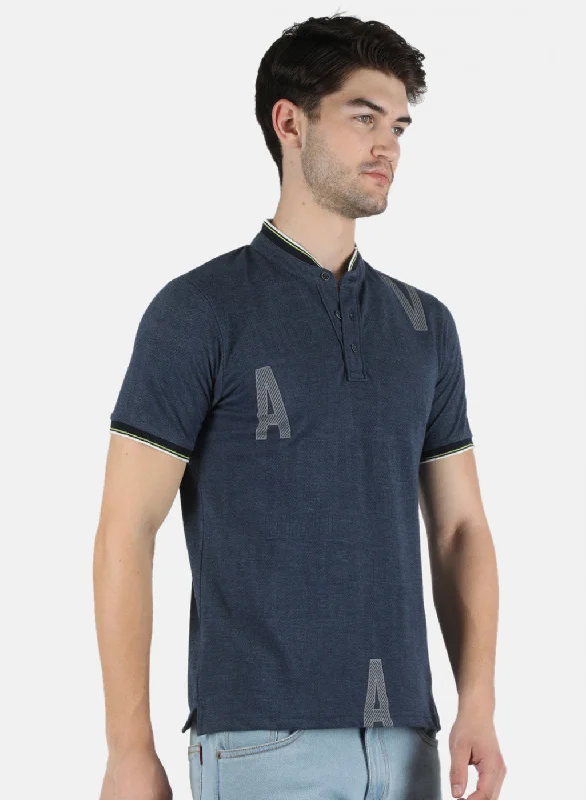 Men NAvy Blue Printed T-Shirt