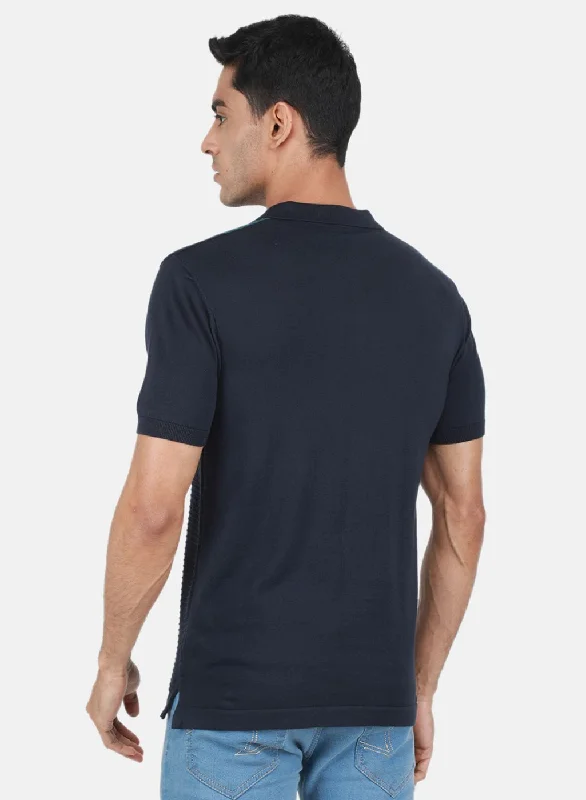 Men NAvy Blue Printed T-Shirt