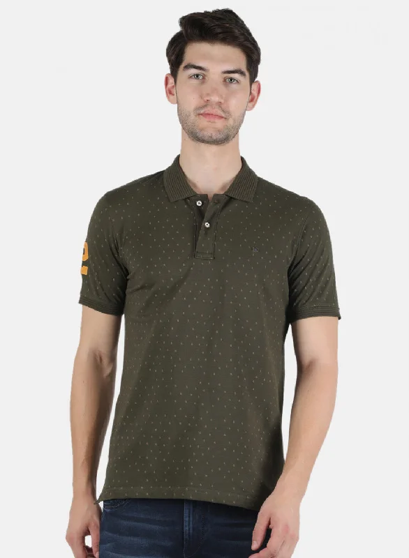 Men Olive Printed T-Shirt