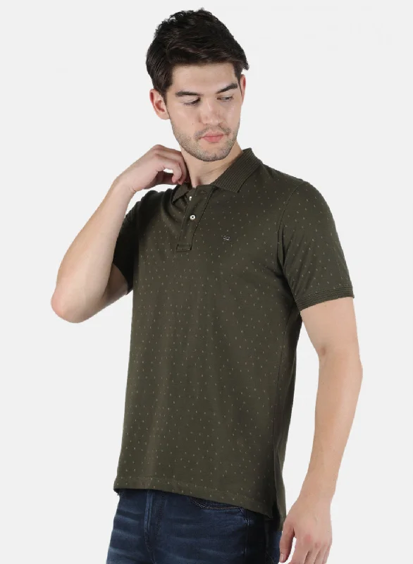 Men Olive Printed T-Shirt