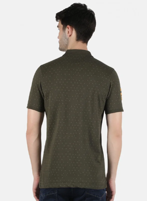 Men Olive Printed T-Shirt