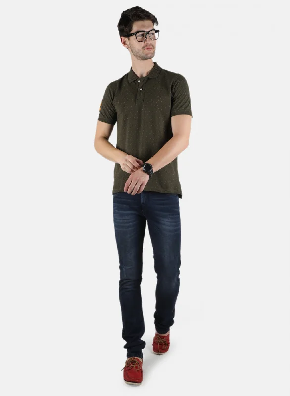 Men Olive Printed T-Shirt