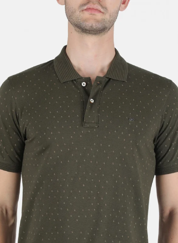 Men Olive Printed T-Shirt