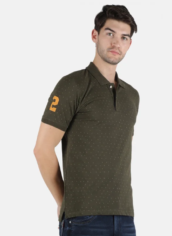 Men Olive Printed T-Shirt