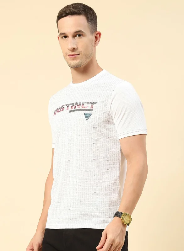 Men White Printed T-Shirt