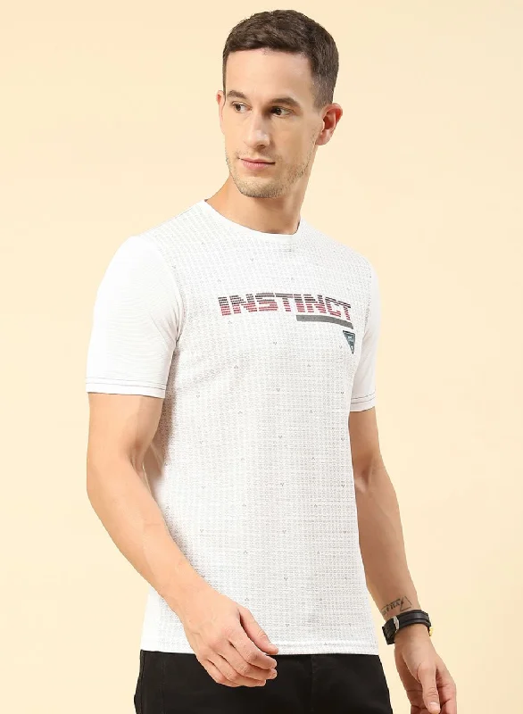 Men White Printed T-Shirt