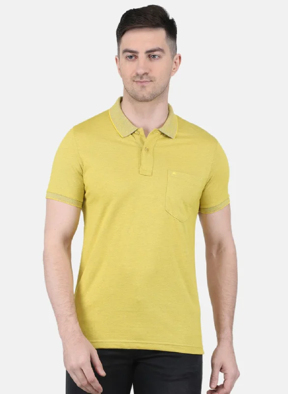 Men Yelllow Solid T-Shirt