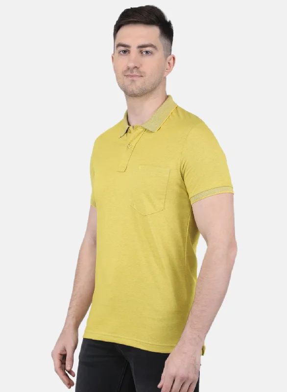 Men Yelllow Solid T-Shirt