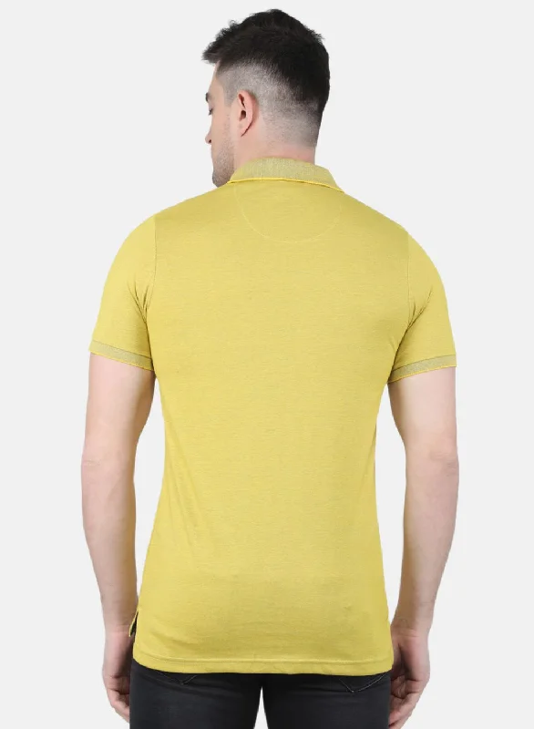 Men Yelllow Solid T-Shirt