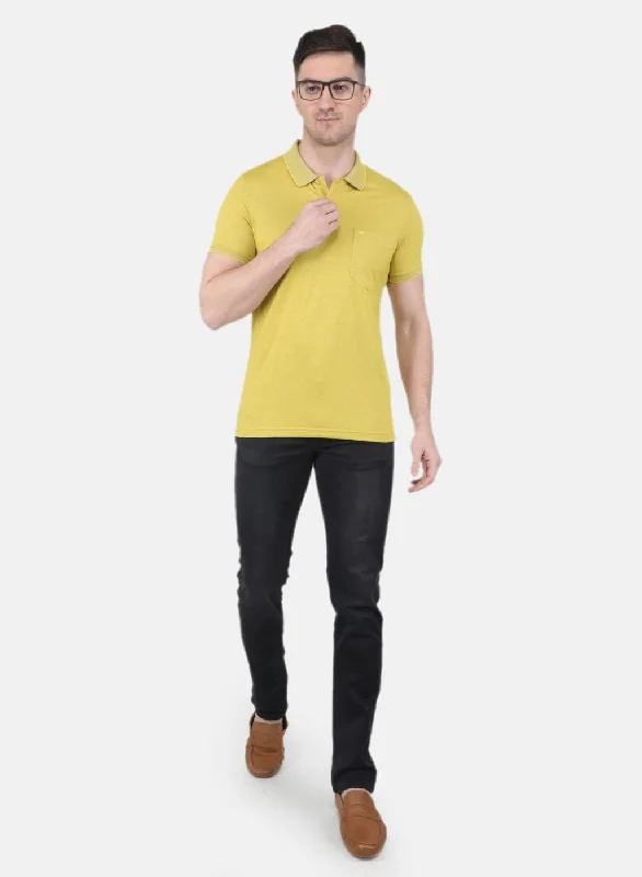 Men Yelllow Solid T-Shirt