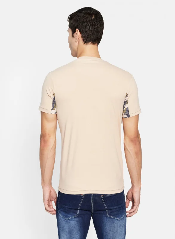 Mens Peach Printed T-Shirt