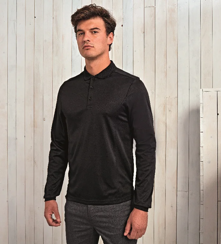 Long Sleeve Coolchecker Pique Polo Shirt | BLACK