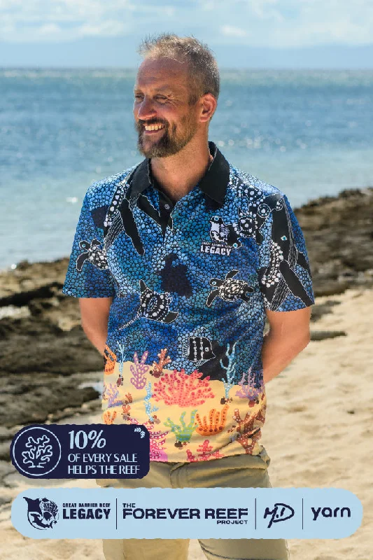 ""Protect Our Coral To Save Our Reef"" Recycled UPF50+ Unisex Polo Shirt