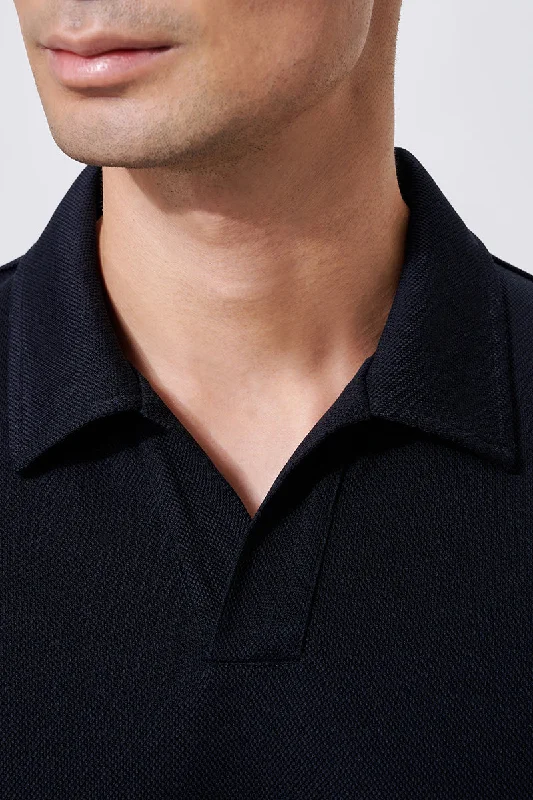 Regal Pique Buttonless Polo | Black BKFD01