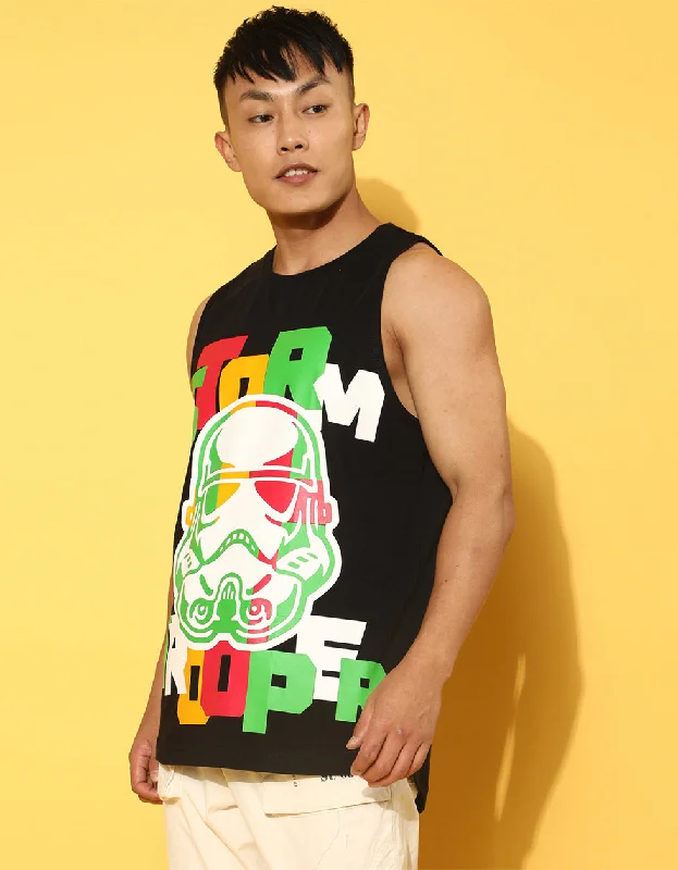 Storm Trooper Black Front Typography Printed Vest