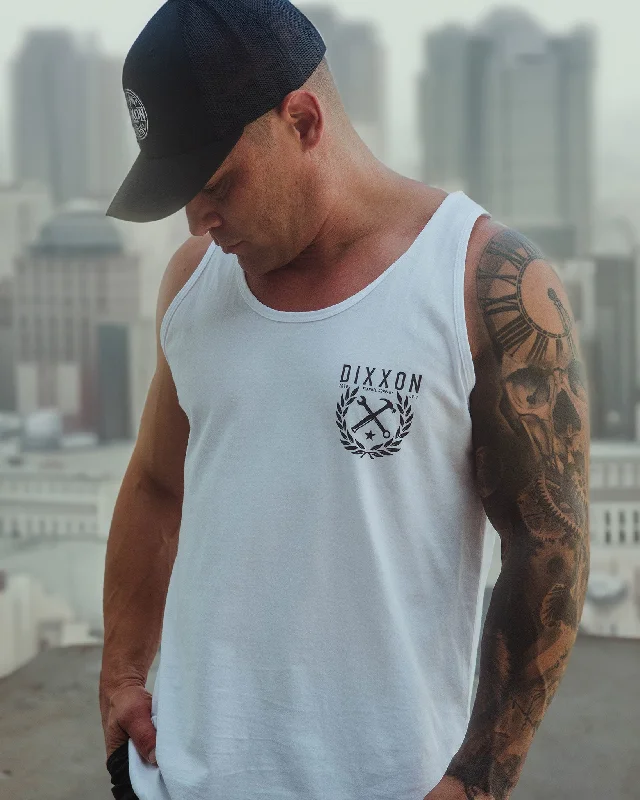 Black Tradition Badge Tank - White