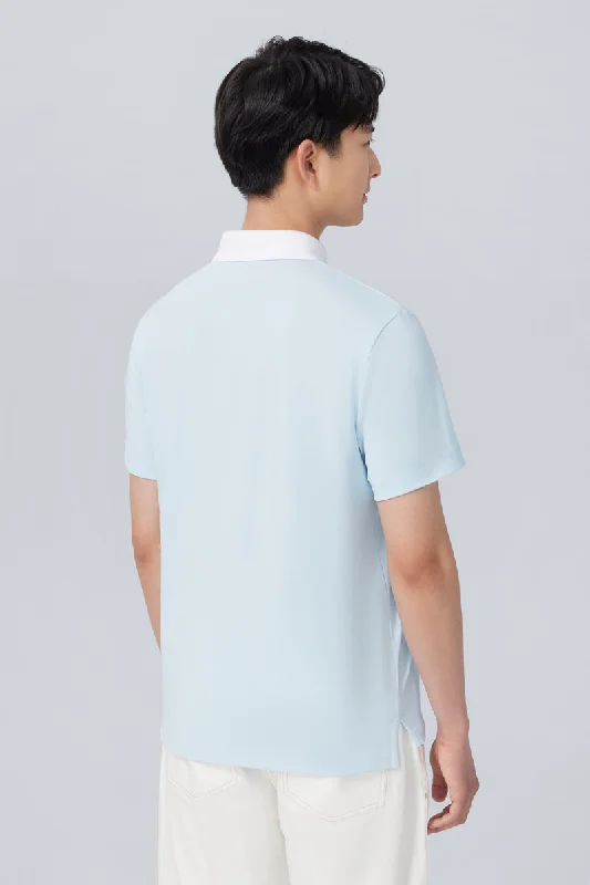 VISDRY™ Pique Contrast Collar Polo | Light Blue BLE237