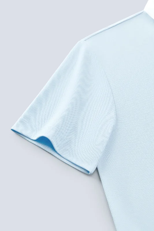 VISDRY™ Pique Contrast Collar Polo | Light Blue BLE237