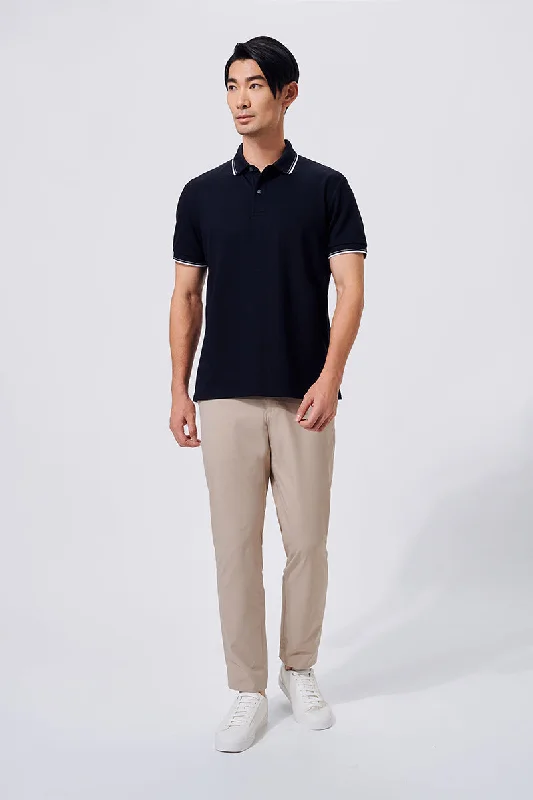 VISDRY™ Pique Tipped Polo | Black BKFD01